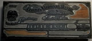 Rare First National Bank Sante Fe Mexico Cashiers Check Printing Block 1900s