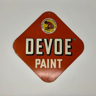 Vintage 1940 ' s Orange Devoe Paint Hardware Store Gas Oil 14 