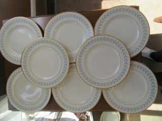 8 - Vintage Syracuse Sherwood 9 3/4 " Dinner Plates Blue Laurel