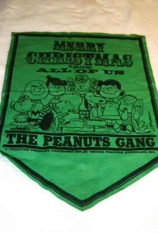 1967 Peanuts - Linus Sally - Vintage Felt Fabric Pennant Snoopy