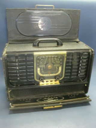 Vintage Zenith Trans - Oceanic Clipper Tube Radio Model 8g005 W Log & Instrucions