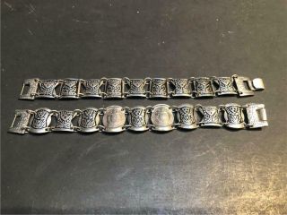 Antique 900 Silver Mexico Coin Link Bracelets