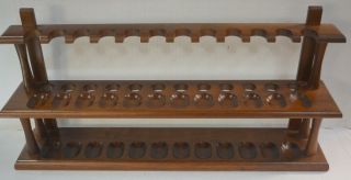 Vintage Walnut 2 - Tier Pipe Rack/stand For 24 Pipes,  By Decatur Industries,  Inc.