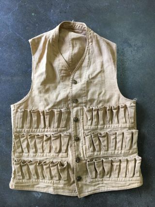 Vintage 1900’s 1910’s Hunting Vest Rare Early Buckleback Canvas Small Men’s