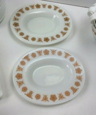 Vintage 84 Pc Corelle Butterfly Gold Flower Dishes Plates,  Cups,  Sugar Bowls 5