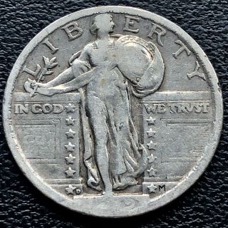 1919 D Standing Liberty Quarter 25c Mid Grade Coin Denver Rare 18933