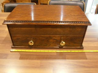 Large Vintage Oak Lined Collectors Box With Inner Drawer