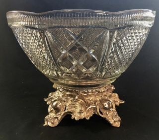 Stunning Vintage Indiana Lancaster Colony Baroque Glass Punch Bowl Set With Base 4