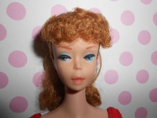 Vintage Barbie Titian Redhead Ponytail Barbie Doll 6 Or 7 Coral Lips Full Hair