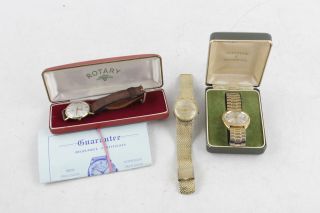 3 X Vintage Gents Wristwatches Hand - Wind Automatic Inc Boxed Montine Etc
