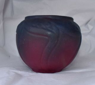 Vintage Van Briggle Pottery USA 1922 - 26 Mulberry Cabinet Vase Spiderwort Flowers 3