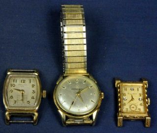 B 824.  Watch Maker 3 Vintage Gents Wrist Watches,  Eterna - Matic,  Hamilton,  Bulov