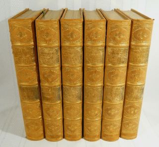 Rare 6 Volume Leather Books The Of William Shakespeare Fine Binding 1885