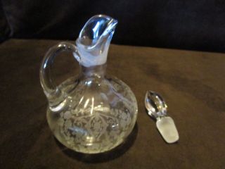 Vintage Cambridge Glass Oil Cruet & Stopper Etched 752 Antique Crystal