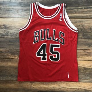 Vintage Rare Champion Michael Jordan Chicago Bulls 45 Red Jersey Men 