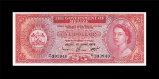 1.  6.  1975 British Colony Belize / Honduras $5 Rare ( (gem Unc))