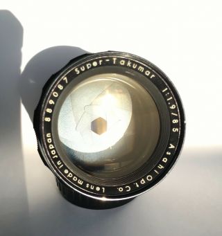 RARE TAKUMAR 85mm f/1.  9 Mount Lens HOOD & CAPS 2