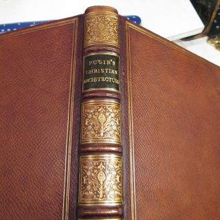 PRINCIPLE REVIVAL CHRISTIAN ARCHITECTURE IN ENGLAND/1843/RARE 1st Ed.  /FINE LEATH 8
