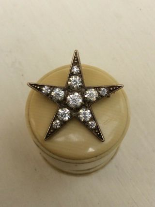 Antique/victorian Brass Paste Star Brooch/pin