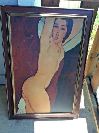 Lg Vintage Mid Century Nude Lady Hollywood Portrait Old Retro Litho Frame