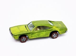 Vintage Hot Wheels Redline 1969 Custom Dodge Charger Lime Green (1)