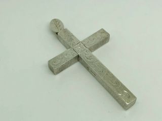 Vintage 1975 English Sterling Silver Solid Large Heavy Double Side Cross Pendant