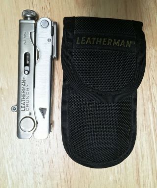 Leatherman Crunch Locking Pliers Stainless Steel Multi - Tool With Nylon Pouch Vtg