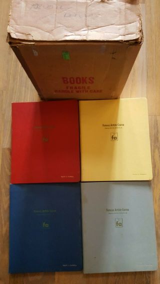 Famous Artists Course Vintage Painting Binders 1954 Set Of 4 With Box
