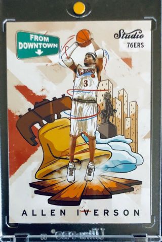 2016 - 17 Panini Studio Allen Iverson “from Downtown” 1:case Hit Ssp Rare 76ers