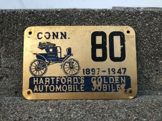 Hartford’s Connecticut Golden Auto Jubilee License Plate Vintage Antique - Ct 80