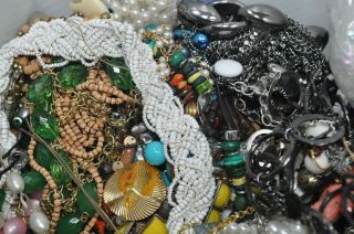 Almost 16lbs of Broken Costume Jewelry & Parts for Crafts - Beads Rhinestones 3