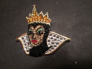 Evil Queen Snow White Brooch Disney Jewelry Vintage Rare Crystal Jeweled Pin