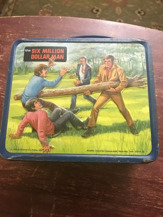 Vintage Six Million Dollar Man Metal Lunchbox With Thermo. 4