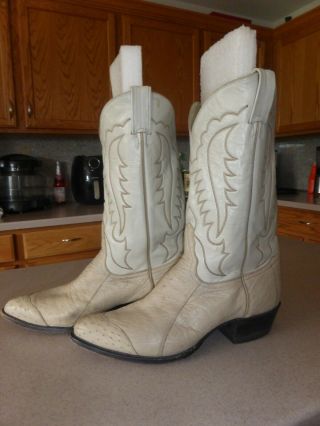 Vtg Tony Lama Black Label Smooth & Quill Ostrich Cowboy Western Boots Sz 12 Ee