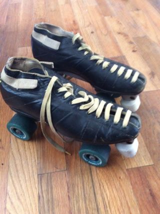 Vintage Riedell 595 Speed Roller Skates Size 8 / 10 S L Plates Powell Wheels