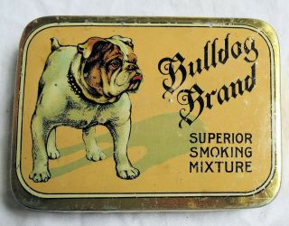 Bulldog Brand Smoking Mixture Holstebro Pocket Tobacco Tin Old Vtg Antique