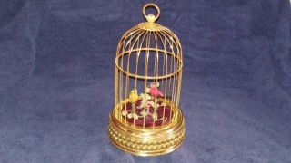 Vintage Brass Bird Cage Music Box Germany