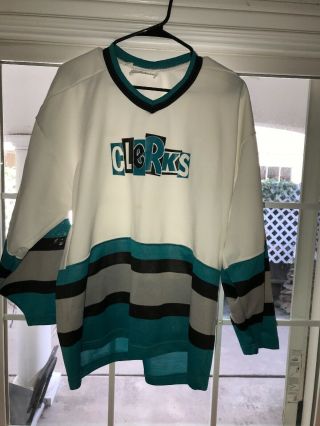 Vintage Clerks Movie Promo Hockey Jersey Kevin Smith San Jose Sharks Colors Ddk