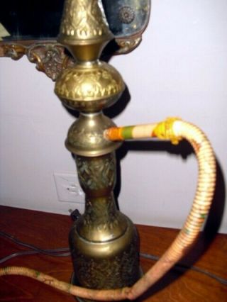 vintage antique Brass hookah Tobacco smoking pipe 24 1/2 