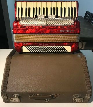 Vintage Hohner Accordion - Verdi - Red - With Hard Case - Rare - 2