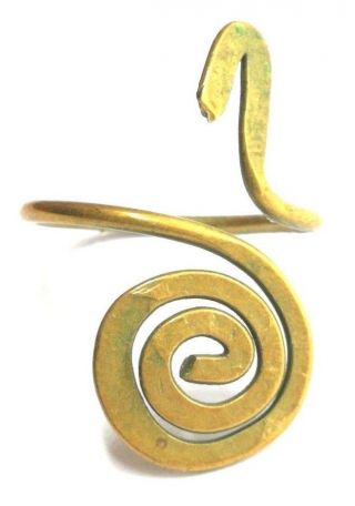 Scandinavian Spiral Ring Bronze Vtg Modernist Hand Forged Adjustable Size 7 ¼