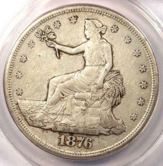 1876 - S Trade Silver Dollar T$1 - Anacs Xf45 Detail (ef45) - Rare Certified Coin