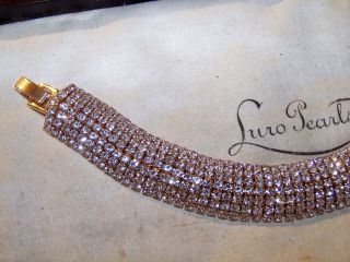 GORGEOUS SPARKLING ART DECO CLEAR RHINESTONE GOLD COCKTAIL BRACELET JEWELLERY 5