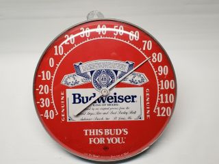 Budweiser Vintage Beer Thermometer Round 12inch Diameter