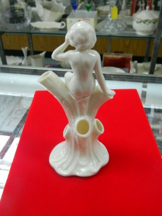 Rare Vintage 1930 ' s Lenox Art Deco Nude Woman/Lady on a Stump Vase 3
