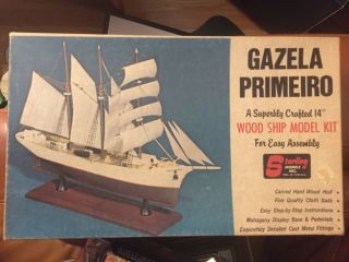 Vintage Sterling Wooden Ship Kit Gazela Primeiro Model D10 - Very Rare 14 " L 1960 