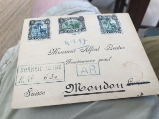 RARE REGISTERED 1902 PORTUGAL COLONIAL NYASSA CO COVER IBO TO SWITZERLAND 10