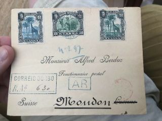 Rare Registered 1902 Portugal Colonial Nyassa Co Cover Ibo To Switzerland