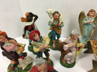 16 Vintage Christmas Nativity Creche Paper Mache Figures Made in Italy 3