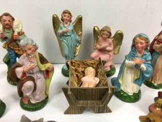 16 Vintage Christmas Nativity Creche Paper Mache Figures Made in Italy 4